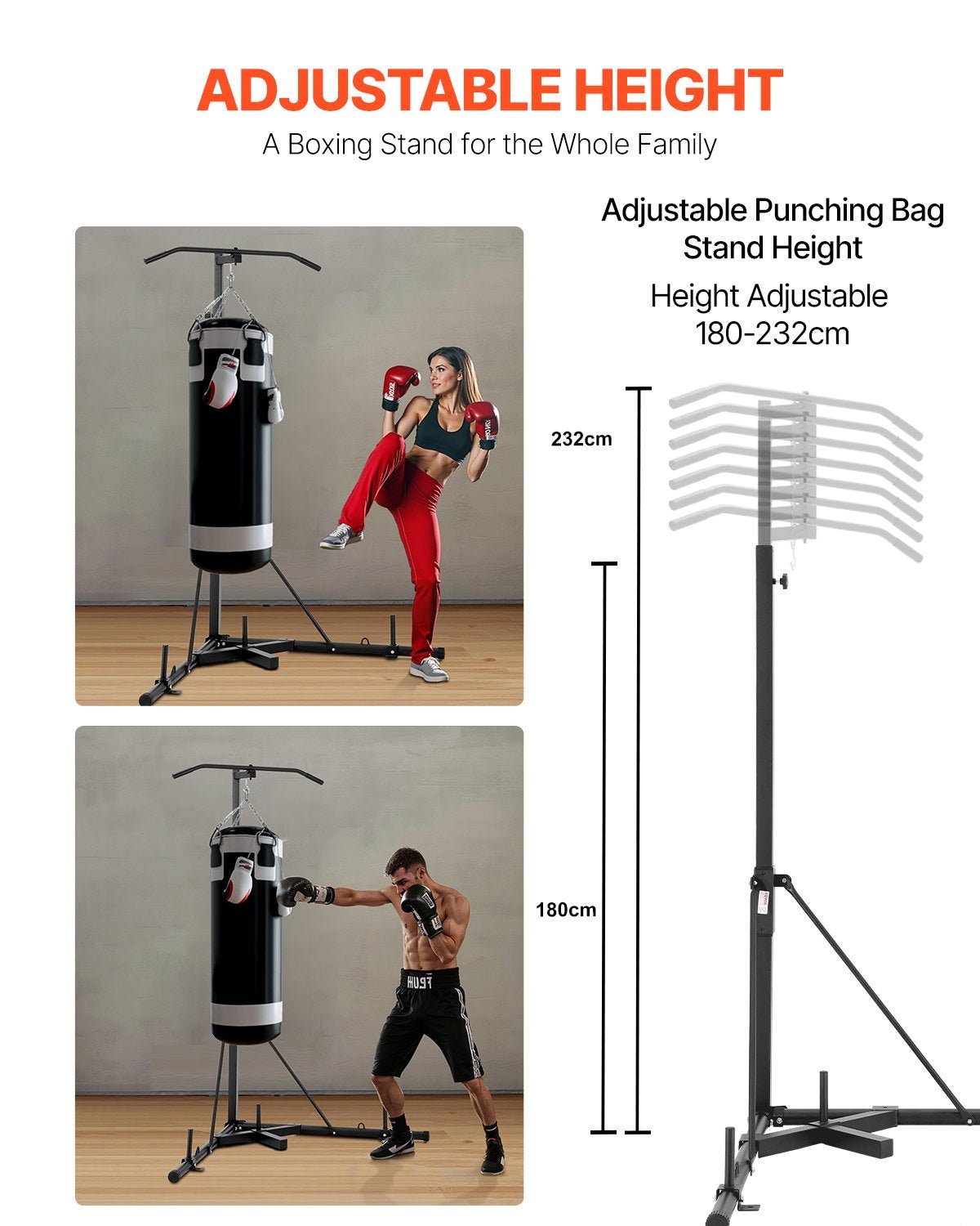2 in 1 Punching Bag Stand, Steel Heavy Duty Workout Equipment, - IronWear Co.