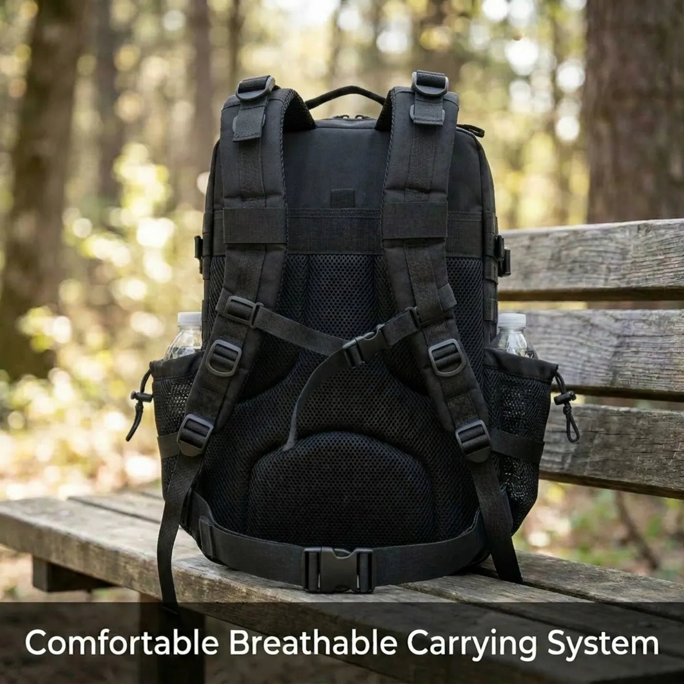 45L Large Capacity Tactical Fishing Backpack Angling Rucksack with Dual Water Bottle Cup Holders Outdoor Camping Fishing Tackle Storage Backpack for Sea Fishing Bank Fishing Hiking Trekking Travel Sports EDC Daily Carry Outdoor Fisherman Gear Bag - IronWear Co.