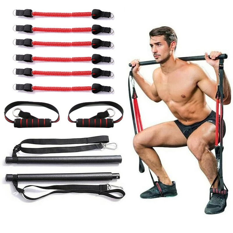 Resistance Band Pilates Stick Gym Exercise Muscle Power Tension Bar With Fitness Stick Home Body Work Out Fitness Pull Rope - IronWear Co.