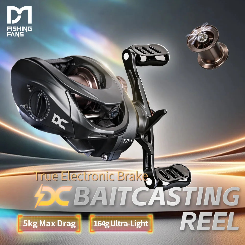 FISHINFANS C1Dc Baitcasting Fishing Reel Long Cast Max Drag 5kg Carbon Washers Brass Gears 7.0:1 5+1B DC Fishing Reel