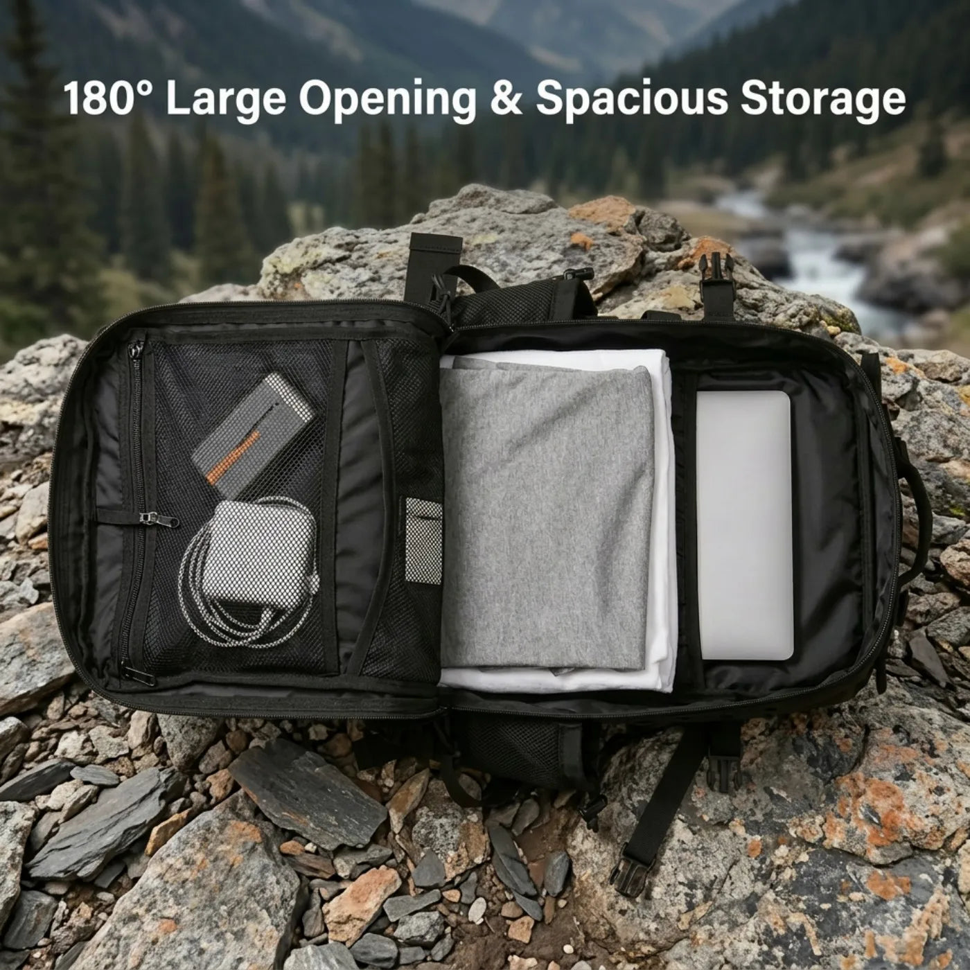 45L Large Capacity Tactical Fishing Backpack Angling Rucksack with Dual Water Bottle Cup Holders Outdoor Camping Fishing Tackle Storage Backpack for Sea Fishing Bank Fishing Hiking Trekking Travel Sports EDC Daily Carry Outdoor Fisherman Gear Bag
