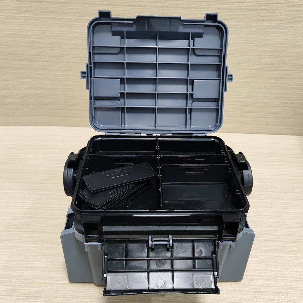 Double layer lure fishing box, fishing gear toolbox, bait box, accessory box, storage box, outdoor storage luggage and bags