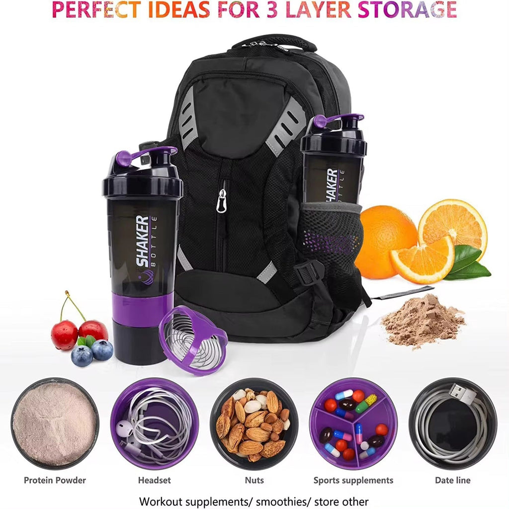 Large capacity protein powder shaking cup 550ml portable sports and fitness water cup with scale - IronWear Co.