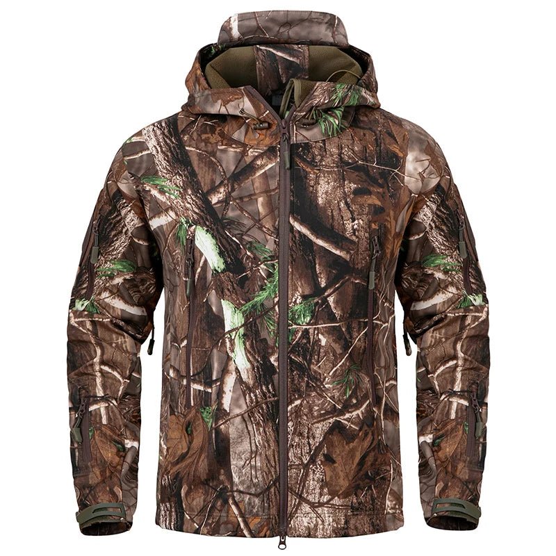 Men's Silent Soft Shell Camouflage Tactical Jacket Waterproof Warm Fleece Hunting Jackets Outdoor Hiking Fishing Hooded Coat - IronWear Co.