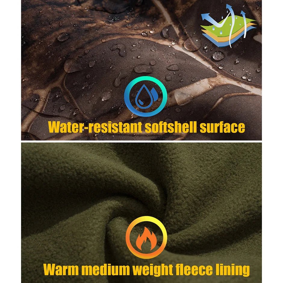 Men's Silent Soft Shell Camouflage Tactical Jacket Waterproof Warm Fleece Hunting Jackets Outdoor Hiking Fishing Hooded Coat - IronWear Co.