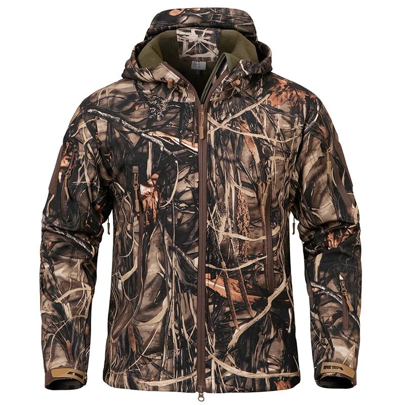 Men's Silent Soft Shell Camouflage Tactical Jacket Waterproof Warm Fleece Hunting Jackets Outdoor Hiking Fishing Hooded Coat - IronWear Co.
