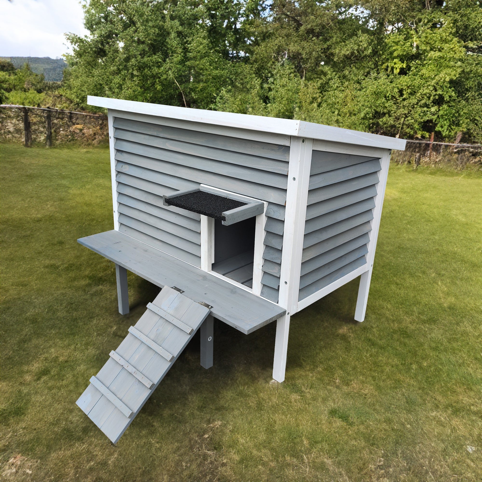 Outdoor Breathable Cat House for Outside Cats,Cat Shelter for Feral Cats with Escape Door,Porch Deck - IronWear Co.