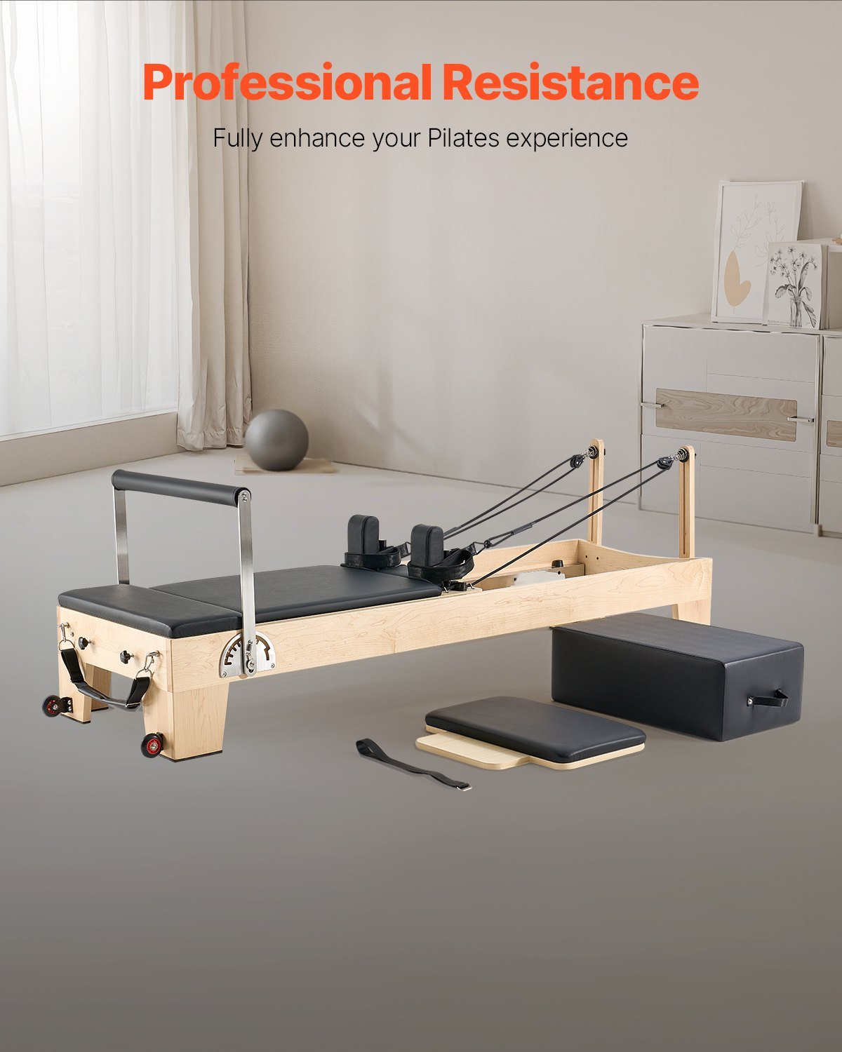 Pilates Reformer Machine, Wooden Pilates Workout Equipment for Home - IronWear Co.