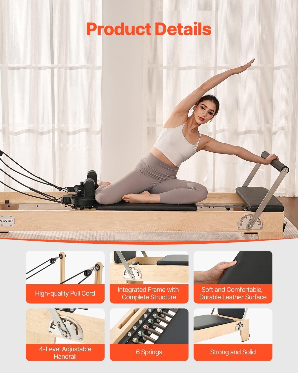 Pilates Reformer Machine, Wooden Pilates Workout Equipment for Home - IronWear Co.