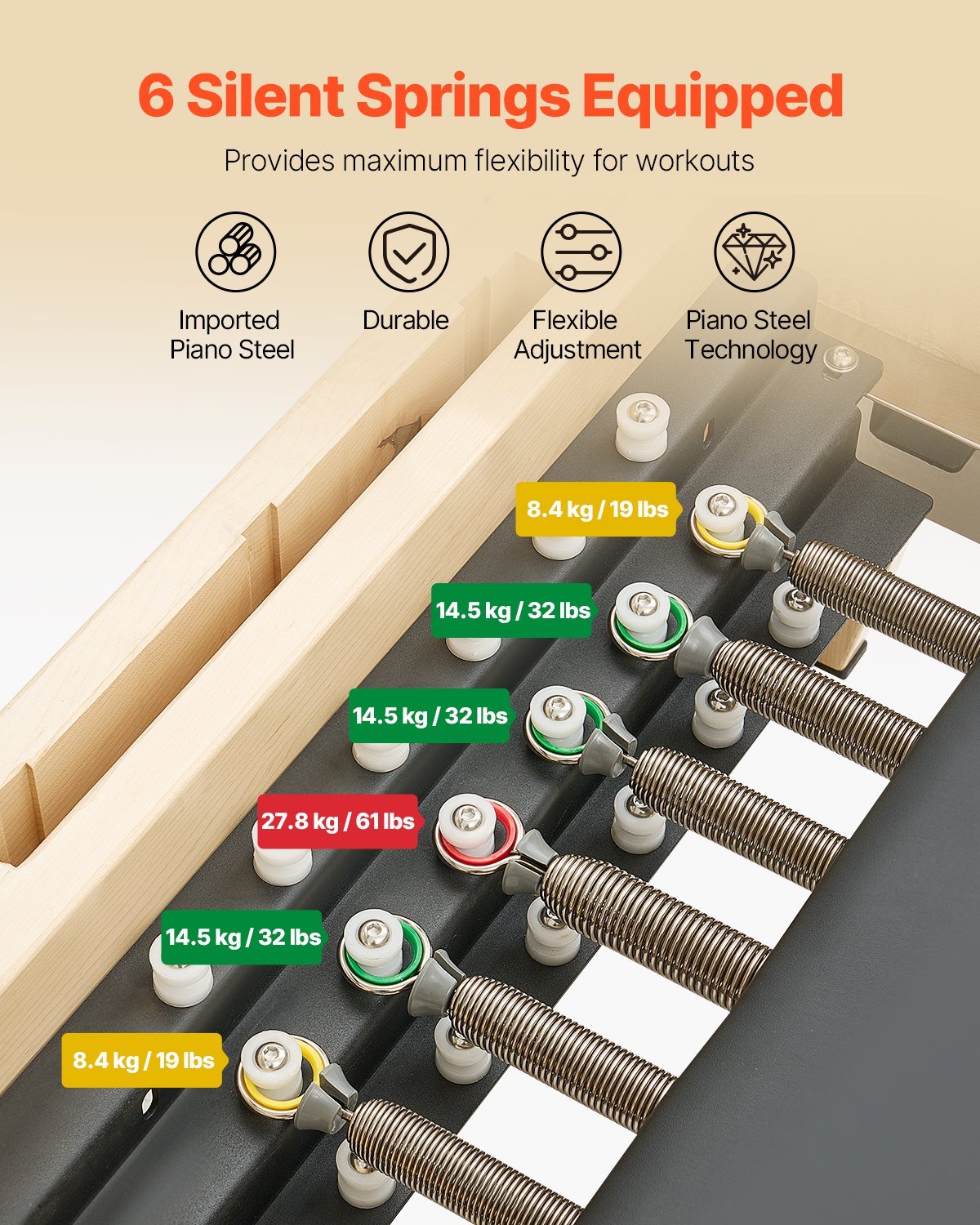Pilates Reformer Machine, Wooden Pilates Workout Equipment for Home - IronWear Co.