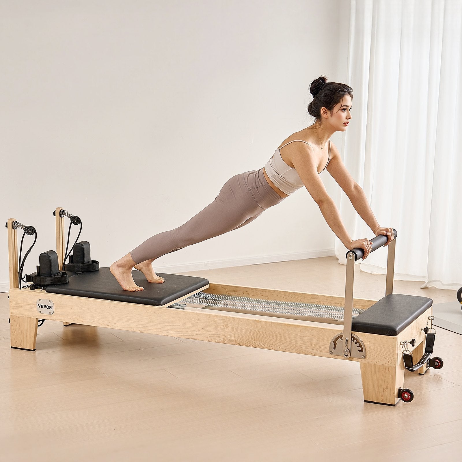 Pilates Reformer Machine, Wooden Pilates Workout Equipment for Home - IronWear Co.