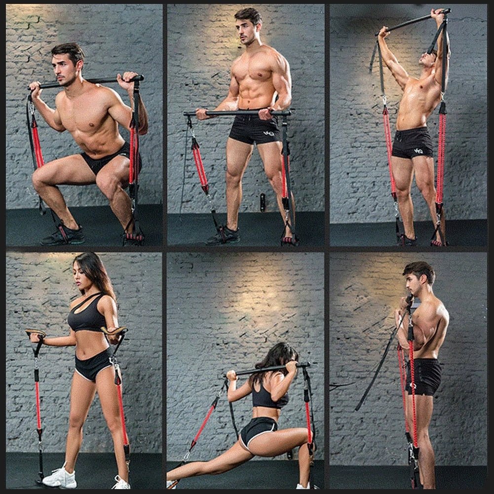 Resistance Band Pilates Stick Gym Exercise Muscle Power Tension Bar With Fitness Stick Home Body Work Out Fitness Pull Rope - IronWear Co.