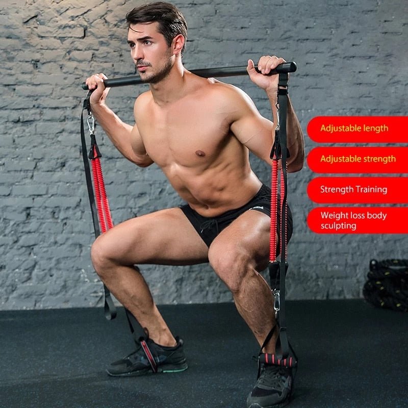 Resistance Band Pilates Stick Gym Exercise Muscle Power Tension Bar With Fitness Stick Home Body Work Out Fitness Pull Rope - IronWear Co.
