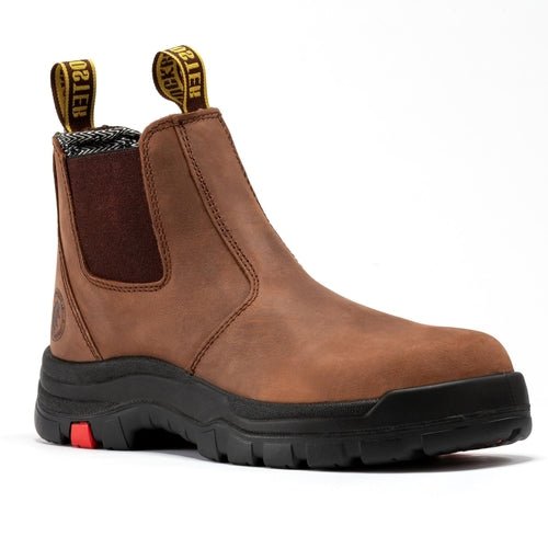 ROCKROOSTER Lumen Brown 6 inch Pull-on Leather Work Boots AK224 - IronWear Co.