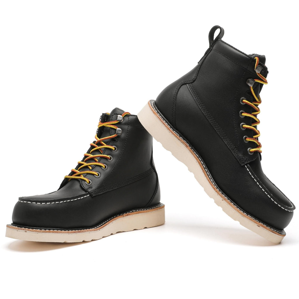 ROCKROOSTER Trinidad Men's 6 inch Black Steel Toe Wedge Work Boots - IronWear Co.
