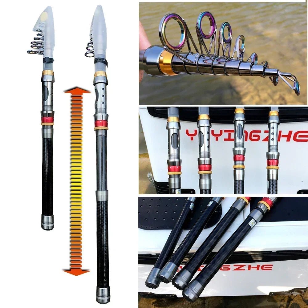 Spinning Fishing Rod and Reel Combo 1.8-3.6m Carbon Fiber Sea Pole and 5.2:1 Gear Ratio Metal Spool with Line Kits for Bass Carp - IronWear Co.
