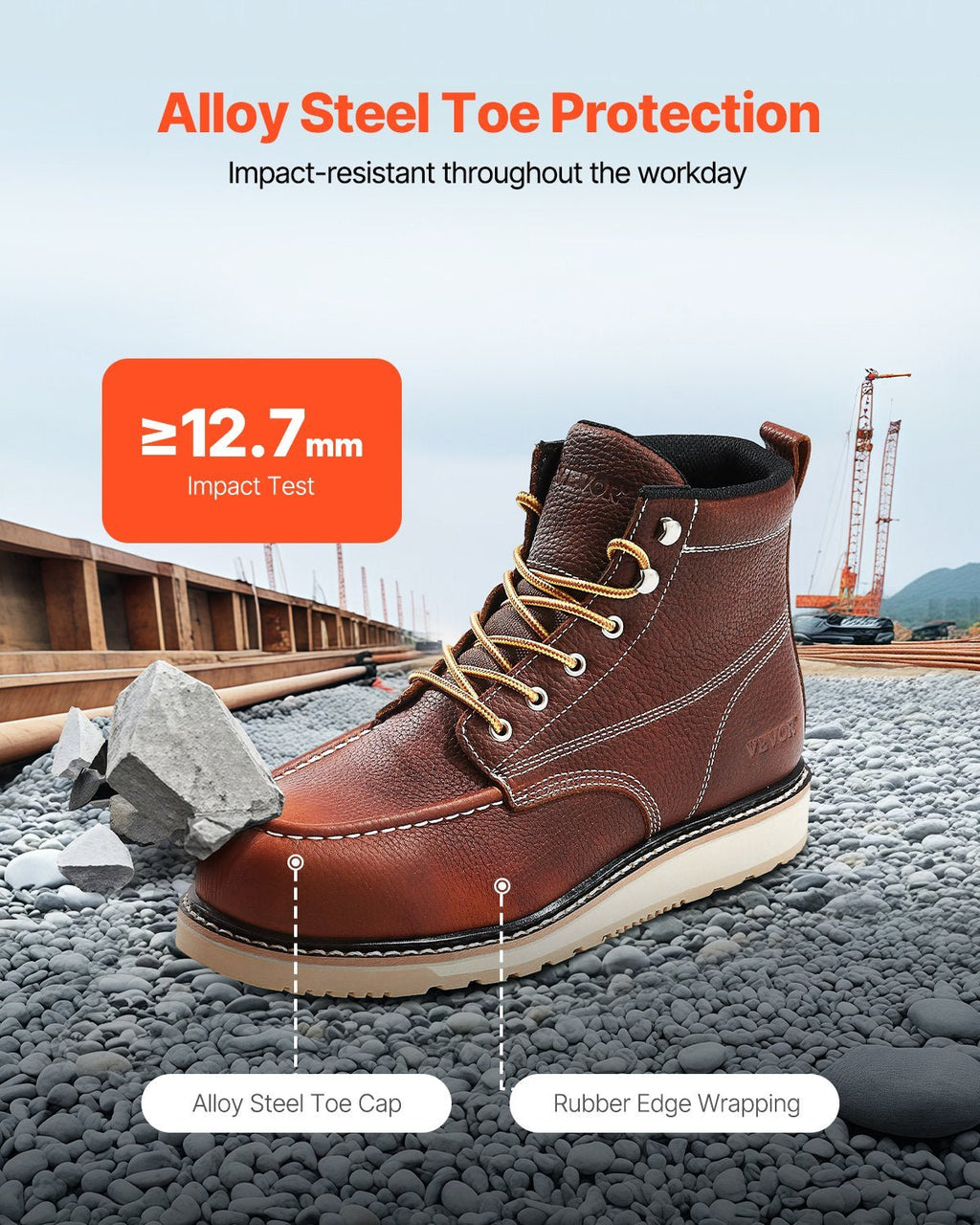 Steel Toe Work Boots, UK Size 11, Waterproof Moc Toe Work Boots for - IronWear Co.