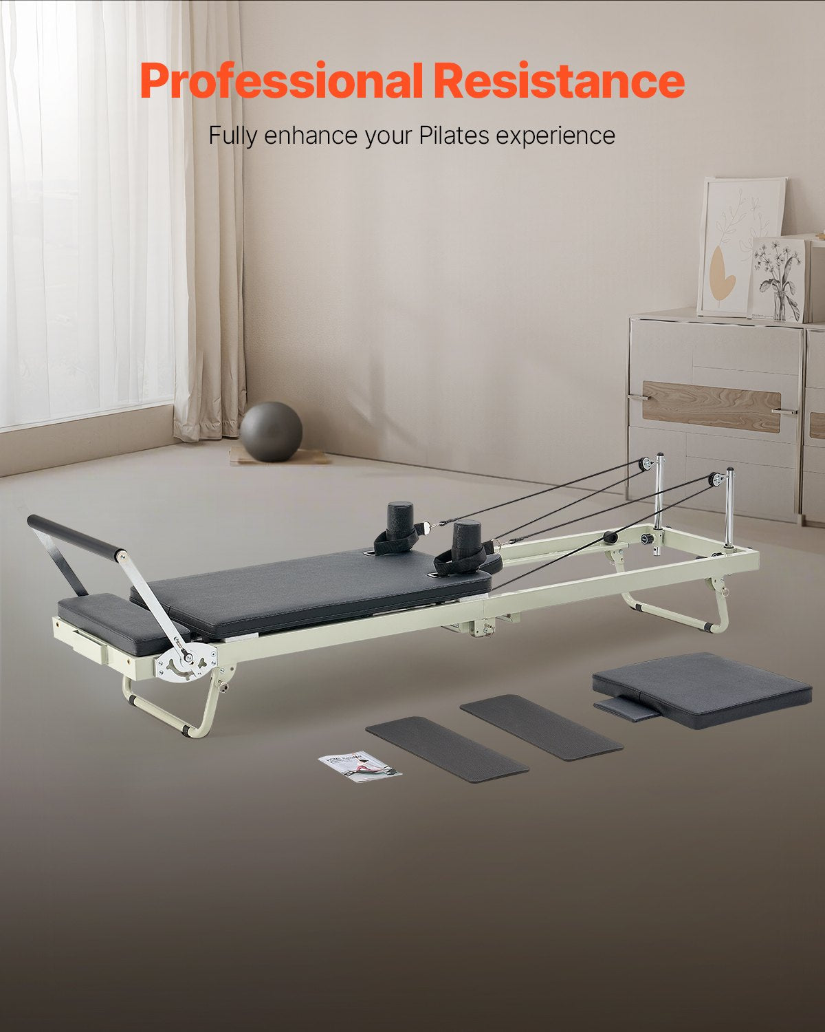 Foldable Pilates Reformer, Pilates Workout Machine for Home Gym Studio
