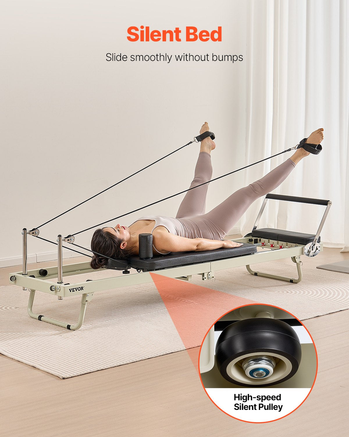 Foldable Pilates Reformer, Pilates Workout Machine for Home Gym Studio