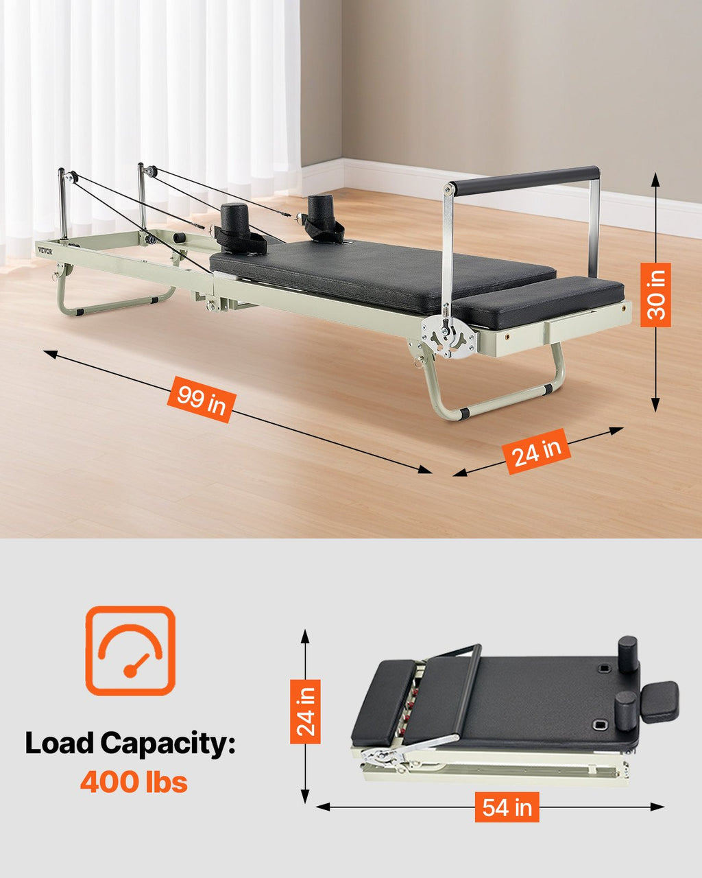 Foldable Pilates Reformer, Pilates Workout Machine for Home Gym Studio