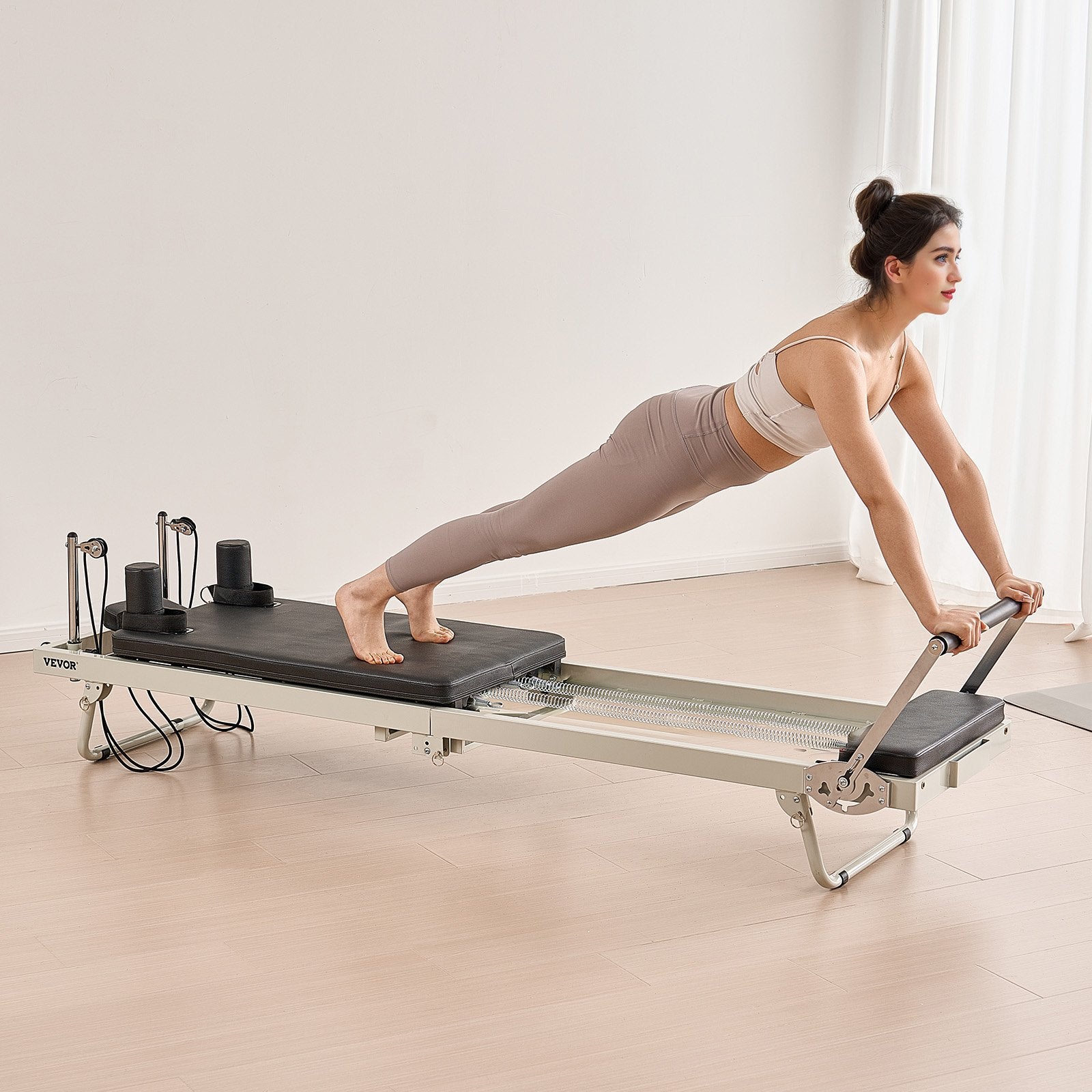 Foldable Pilates Reformer, Pilates Workout Machine for Home Gym Studio